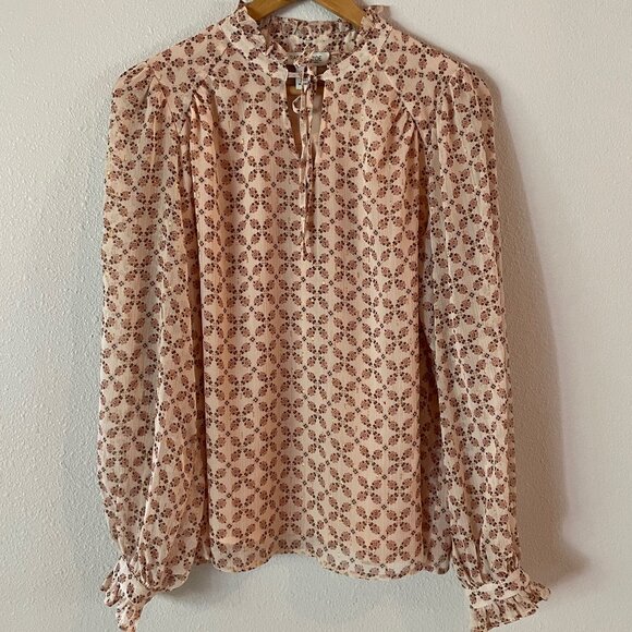 Rachel Zoe Boho Peasant Flowy Ruffle Blouse Floral Size L - Picture 2 of 8